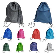 3 x Gymsac Bag Strong Quality Swimming School Work PE Shoe Bag With Zip Pocket