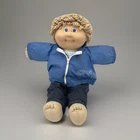 Cabbage Patch Kids Boy Doll Blonde Yarn Hair Blue Eyes Jacket Jeans Outfit 90s