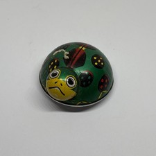 Vintage 60s Green Ladybug Tin Friction Toy Bug Insect