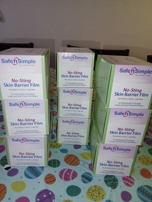 BUNDLE DEAL! 3 NEW BOXES OF Safe N Simple No-Sting Skin Barrier Film 25 Wipes
