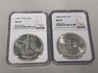 1986 & 1987 American Silver Eagle NGC MS69 First Year & Second Year Pair Set