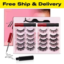Magnetic Eyelashes Kit, Reusable Magnetic Lashes with Eyeliner and Tweezers, 10
