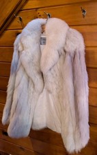 Saga Fox Fur Coat Women Extra Large XL Norway Korea Authentic Blue Fox Fur Vtg