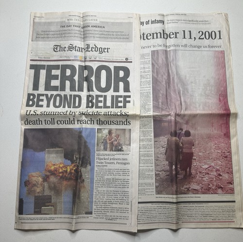 The Star Ledger “Terror Beyond Belief” Newspaper Sep 12, 2001 9/11 September 11 - Picture 2 of 3