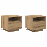 Nachttisch 2Er Set Artisan-Eiche Holzwerkstoff 40X39X37 Cm