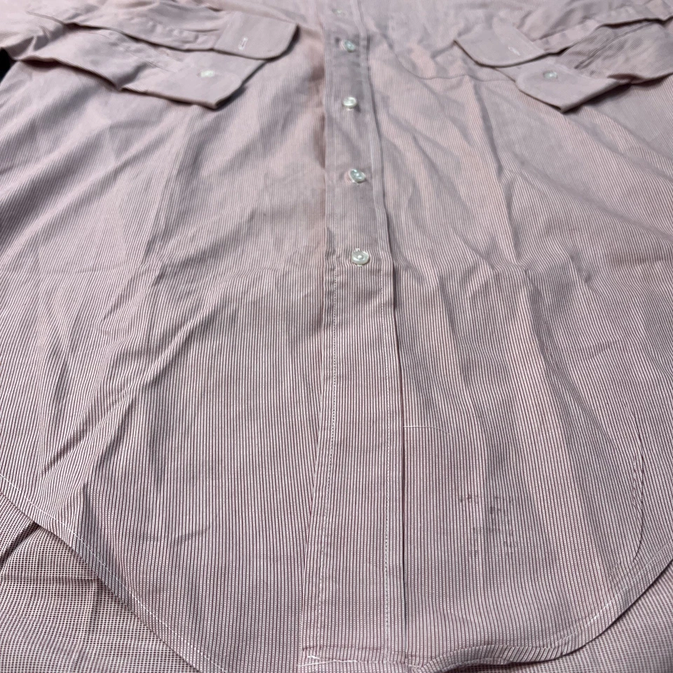Rare Brooks Brothers Makers Dress Shirt Size 15 -3 Micro Striped Red Pink 1818 - Image 2 of 4