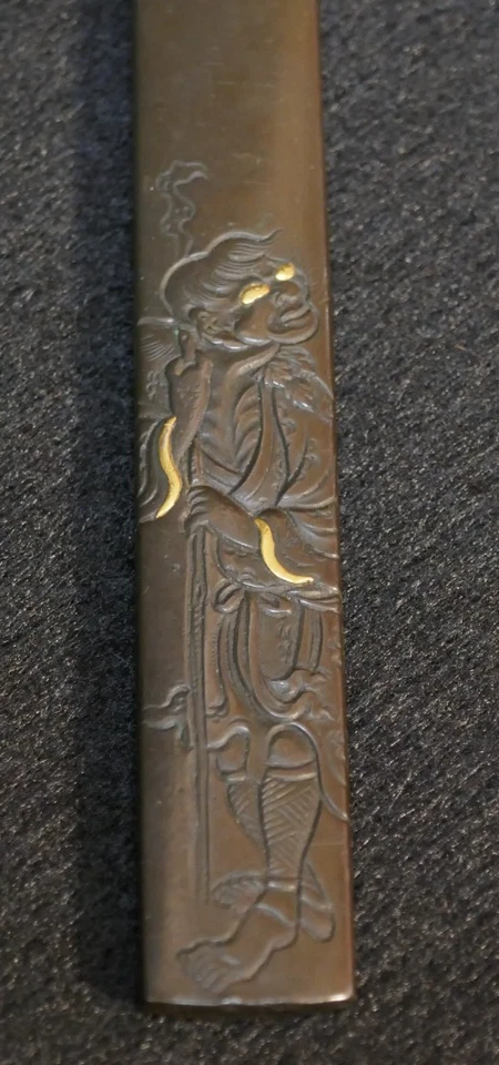 Antiguo estuche firmado y de descanso del 韃靼人 Tártaro mongol Kozuka 重光 Shigemitsu Foto 4 de 4