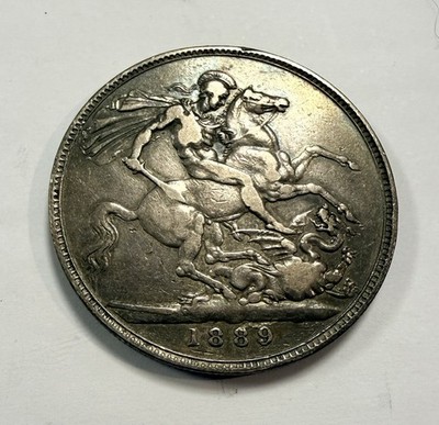 1889 Queen Victoria Silber Krone - Jubiläumskopf - sehr schön - kostenloser Versand
