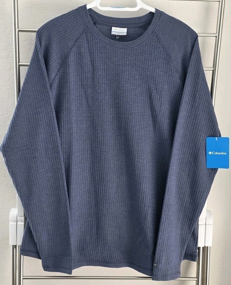 Columbia Holly Springs Waffle Thermal Shirt Women XL Blue Long Sleeve thumbnail 3