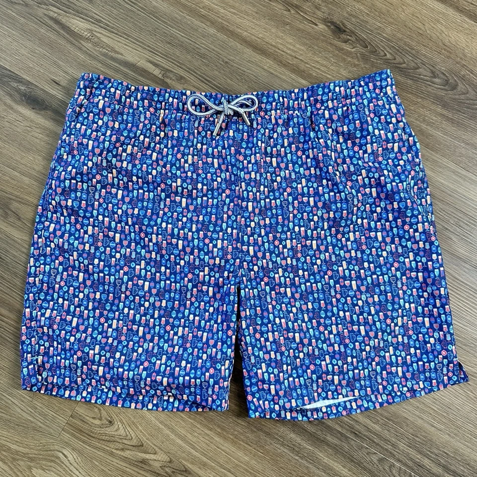 Peter Millar Swim Trunks XL 7” Seaside Collection Stormy Rum Cocktail Drinks - Image 2 of 4