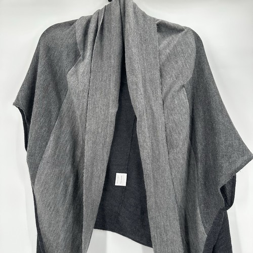 Eileen Fisher Cardigan Womens Medium Royal Alpaca Gray Shawl Wrap Shrug - Picture 2 of 8