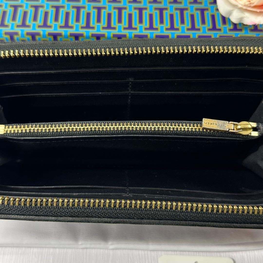 Tory Burch Quilted Long Wallet, Women's, Black, Excellent Condition thumbnail 5