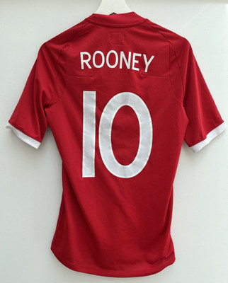 England 2010 Away Fußball Trikot Rooney #10 Umbro rot kurzarm Herren 34 XS