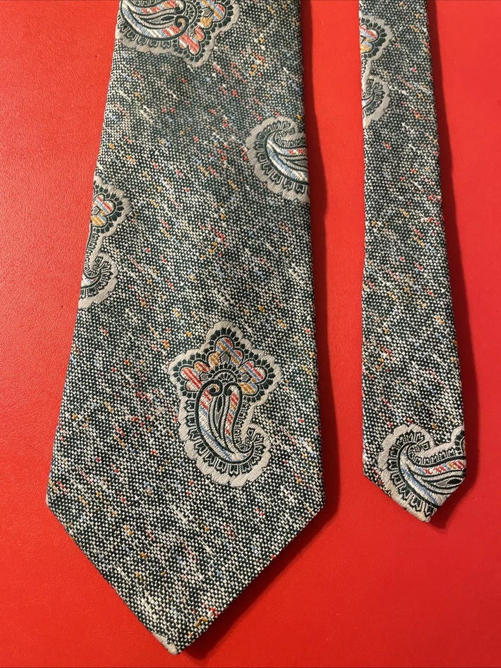 Corbata De Colección Años 60 70 Don Loper CA Tejida Poliéster Mod Disco Ancha Paisley Mancha Foto 4 de 4