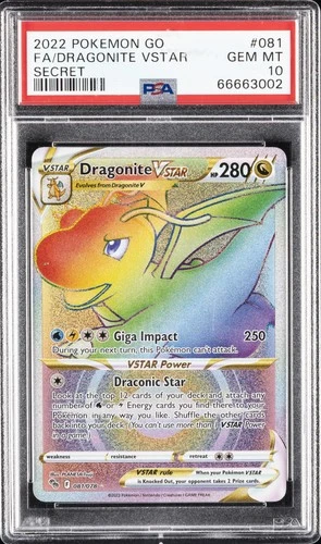 2022 POKEMON GO SECRET #081 FULL ART/DRAGONITE VSTAR PSA 10