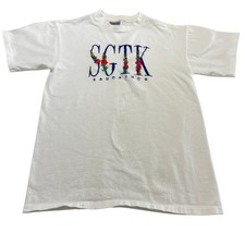 VTG 90s Embroidered Saugatuck MI Travel T-Shirt, White, Size M, Made in USA