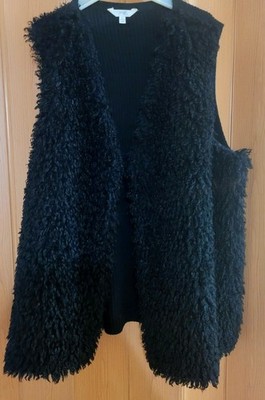 Terra Skye Warm Black Fluff Vest Black Size 3X