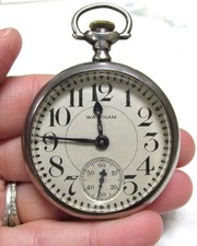 Antique 1925 Waltham Pocket Watch w/ Sterling Silver Case; 16s 7J 8-C624