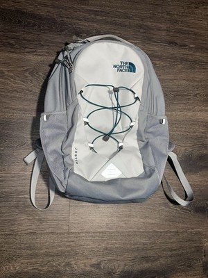 THE NORTH FACE Jester Laptop Backpack Gray  White Teal Adjustable Hiking School