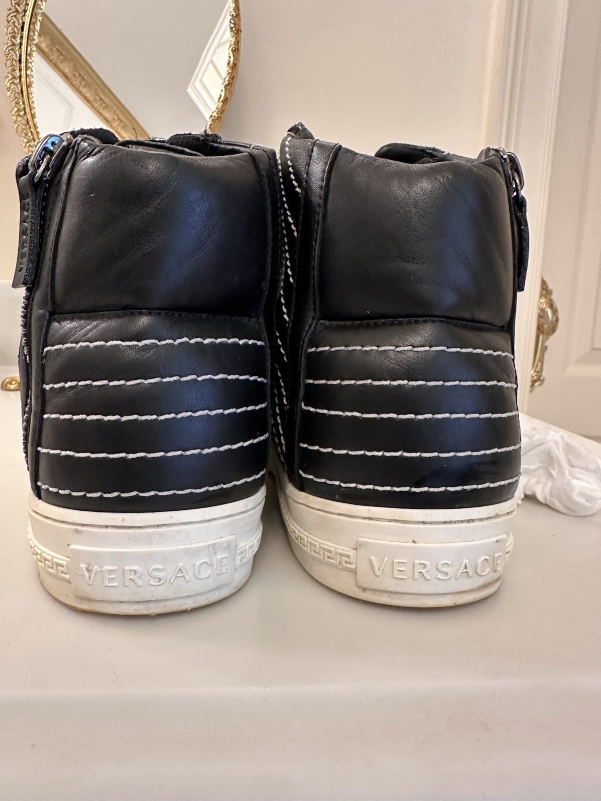Versace Leather High Top Men Sneakers Size 42 thumbnail 3