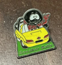VINTAGE SNEAKER BALLS PIN BADGE COLLECTABLE 