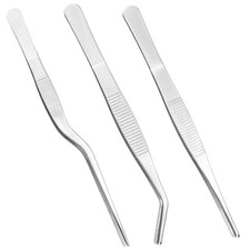 3pcs Plant Tweezers, Long Straight Stainless Steel Garden Bend Tongs Set Mult...