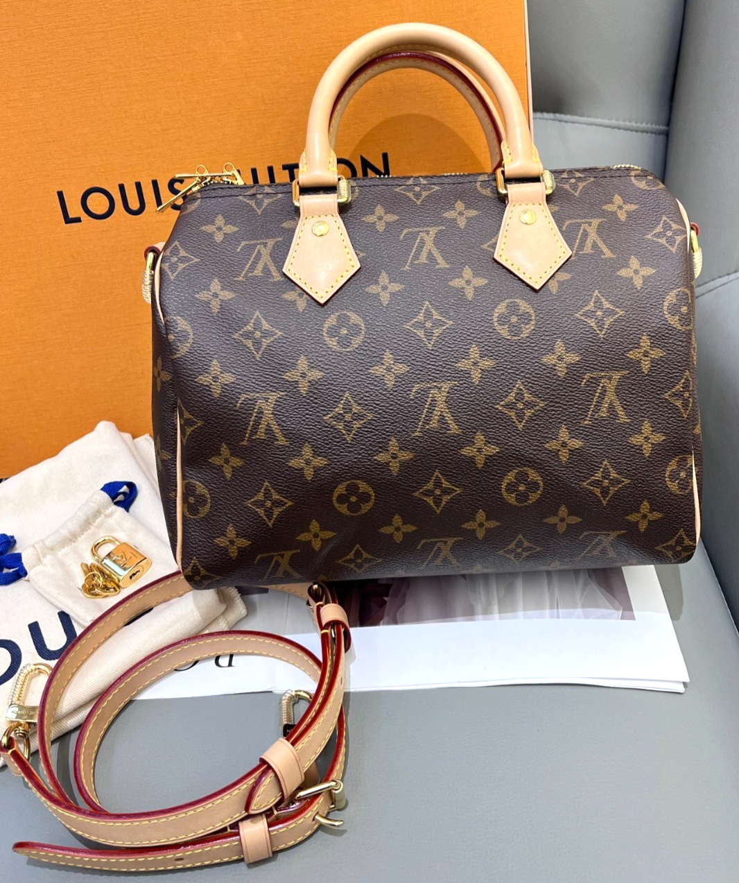 Louis Vuitton Speedy 25 Monogram 2-Way Shoulder Crossbody Bag