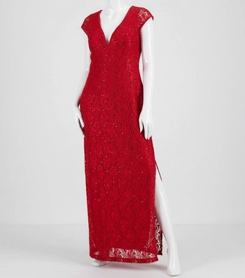 Connected Women's Sequined-Lace Maxi Dress - Red - Size 14 Connected Women's Sequined-Lace Maxi Dress - Red - Size 14