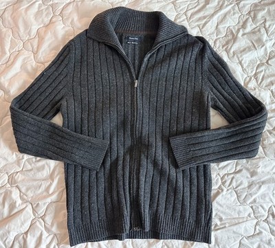 Massimo Dutti Wool Cashmere Collared Knit Zip-Up Sweater Jacket