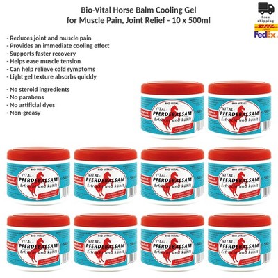 Bio-Vital Horse Balm Cooling Gel for Muscle and Joint Pain Relief 10x500ml
