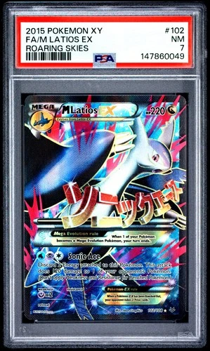 2015 POKEMON XY ROARING SKIES #102 FULL ART/M LATIOS EX PSA 7