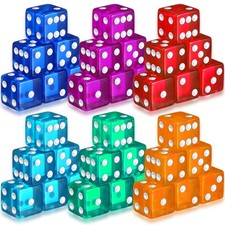36 Piece 19 Mm Casino Style Craps Dice Sets Acrylic and Translucent D6 Dice, Squ