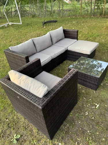 5 Seater Corner Sofa Rattan Garden Furniture L-Shape Indoor Outdoor Patio Set