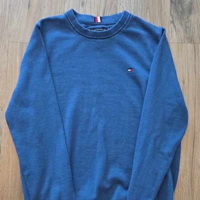 Tommy Hilfiger Blue Cotton Crew Neck Logo Pullover Sweatshirt Men's Size S