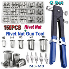 150PCS Rivet Nuts Plier Mandrel Kit Nut Rivet Repairtool Rivetgun Flatheadscrew