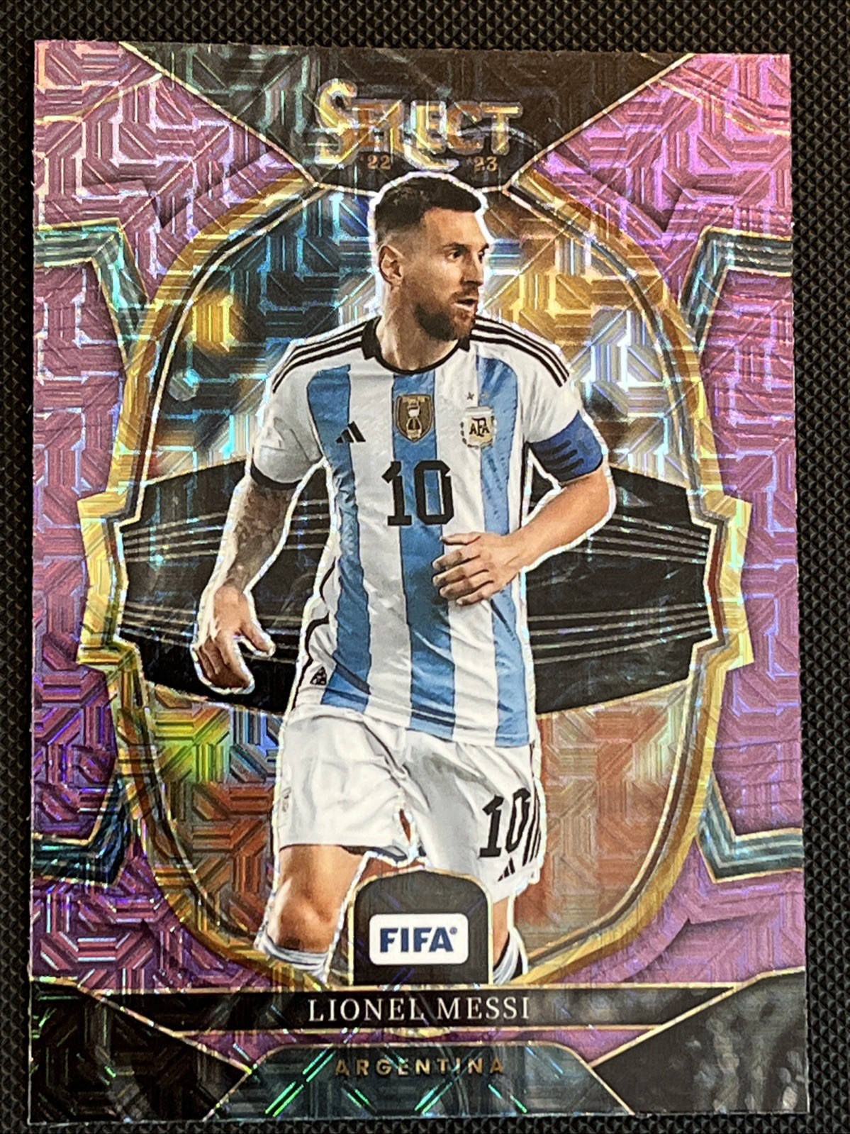 2022-23 Panini Select Fifa Soccer Lionel Messi Purple Mojo Terrace #4 ARGENTINA