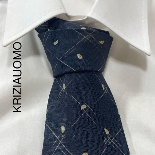 Kriziauomo Navy Silk Tie Made in Italy, Slight Wear, 100% Silk