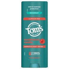 Tom's of Maine Aluminium Free Deodorant Stick, Sandalwood Vanilla 3.25oz 3 PACK