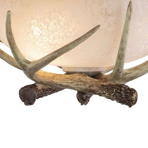 VAXCEL CF33012NS Lodge 12-in W Cream Rustic Antler Bowl Semi Flush Mount - Picture 9 of 9