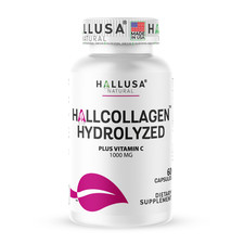 Hydrolyzed Collagen 1000 mg - 60 capsules - PLUS Vitamin C - Skin  Hair Support