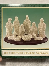 Vintage 11 Piece Nativity Set Porcelain Ceramic White -No Wood Base Figures Only
