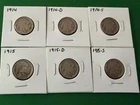 Lot of 6 Buffalo Nickels 1914-P, 1914-D, 1914-S, 1915-P, 1915-D, 1915-S