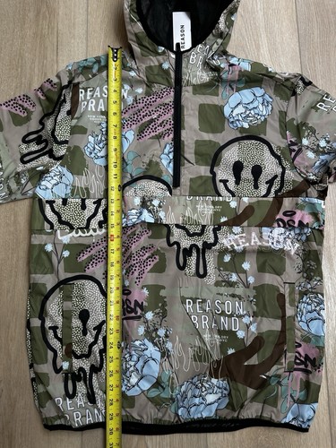 Neu mit Etikett L Reason schmelzende Smilies und Blumen Allover Hoodie Windbreaker Jacke $ 59 - Bild 10 von 11