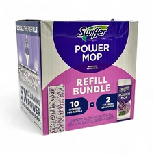 Swiffer Power Mop Refill Bundle Lavender 10 Mopping Pads + 2 Cleaning Solutions
