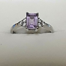 Amethyst Emerald Cut 925 Sterling Silver Ring - Size 7