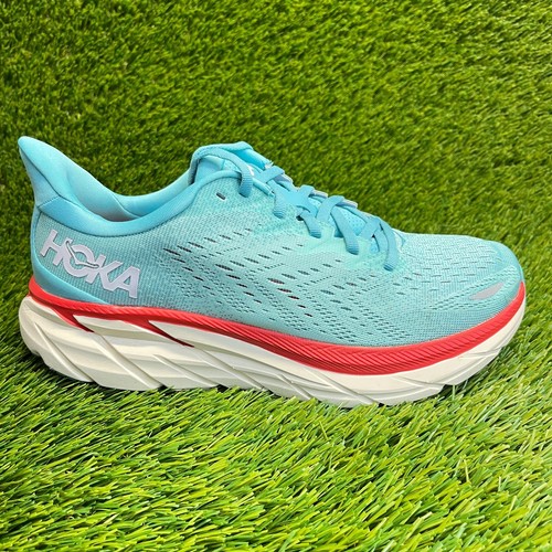Hoka One One Clifton 8 Damengröße 9B blau rot sportliche Laufschuhe Turnschuhe