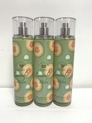3PC Bath & Body Works Cucumber Melon Fine Fragrance Body Spray Mist New