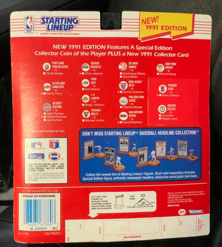 1991 Kenner Starting Lineup NBA Michael Jordan Chicago Bulls Figure w/ Coin NEW - Image 2 of 2