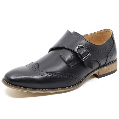 Herren Flügelspitze Einzel Mönch Riemen Oxford Klassisch Elegant Schuhe - Bild 11 von 15