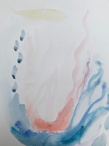 Arte abstracto original acuarela sobre papel firmado Tracy Eau Claire barrido por el viento - Imagen 3 de 6